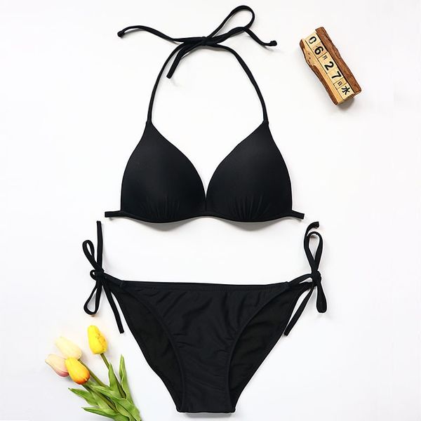 2020 bandage women swimsuit bikinis black push up swimwear female bikini set halter brazilian triangle biquini beach wear, White;black
2020 bandage women swimsuit bikinis black push up swimwear female bikini set halter brazilian triangle biquini beach wear, White;black