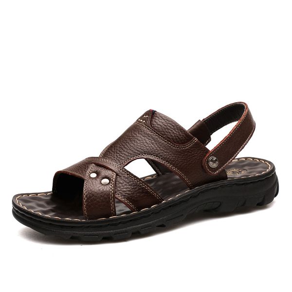 summer men sandals slippers two uses casual male beach shoes genuine leather non-slip flat mules comfortable fashion, Black
summer men sandals slippers two uses casual male beach shoes genuine leather non-slip flat mules comfortable fashion, Black