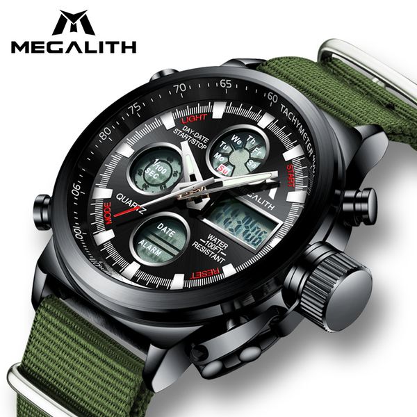 2019 new fashion quartz digital watch analog megalith watches nylon strap men's watch army clock relogio masculino, Slivery;brown
2019 new fashion quartz digital watch analog megalith watches nylon strap men's watch army clock relogio masculino, Slivery;brown