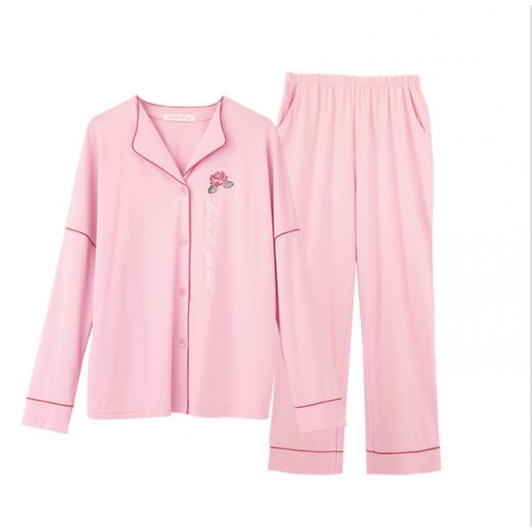 2019 autumn women casual embroidery pajama sets female modal cotton sleepwear suit ladies long sleeve shirt & pants plus size, Black;red
2019 autumn women casual embroidery pajama sets female modal cotton sleepwear suit ladies long sleeve shirt & pants plus size, Black;red