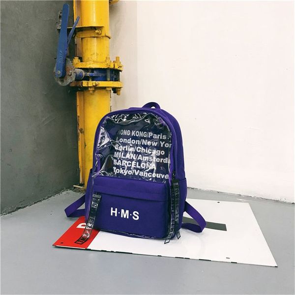 2020 new transparent backpack college style student bag letter printed luggage backpack girl shoulder bag couple travel
2020 new transparent backpack college style student bag letter printed luggage backpack girl shoulder bag couple travel