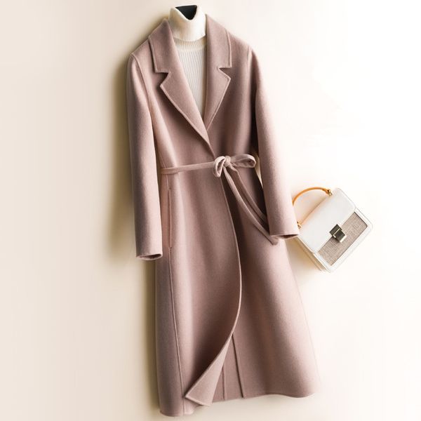 100% wool classic double sided cashmere outwear wool coat women elegant autumn winter slim long jacket female, Black
100% wool classic double sided cashmere outwear wool coat women elegant autumn winter slim long jacket female, Black