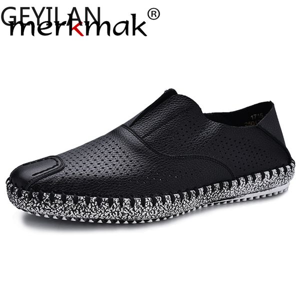 2019 new men's leather hollow shoes fashion casual set foot soft bottom soft breathable driving men's casual shoes, Black
2019 new men's leather hollow shoes fashion casual set foot soft bottom soft breathable driving men's casual shoes, Black