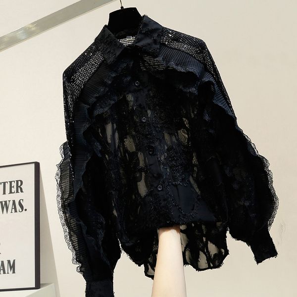 sequined lace blouse woman tassel lapel shirt female ladies single breasted ruffle white shirt womens femme blusas
sequined lace blouse woman tassel lapel shirt female ladies single breasted ruffle white shirt womens femme blusas