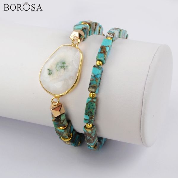 borosa handmade gild natural solar quartz with square & rectangle cooper turquoises beaded bracelet set women bangle gifts g1824, Golden;silver
borosa handmade gild natural solar quartz with square & rectangle cooper turquoises beaded bracelet set women bangle gifts g1824, Golden;silver