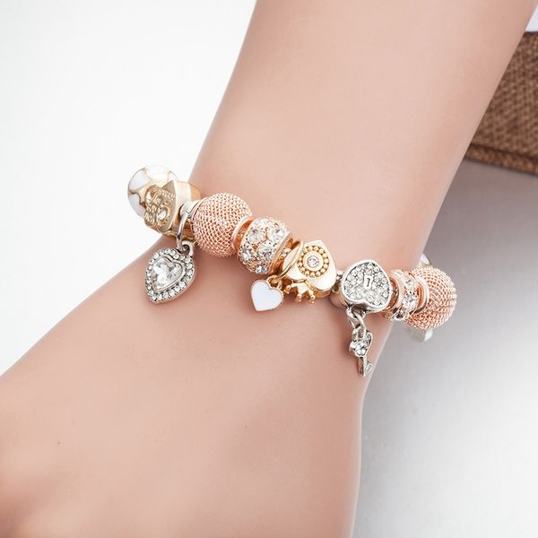 classic fashion charm pendant bracelet for pandora platinum heart diy beaded pendant lady bracelet with original box, Golden;silver
classic fashion charm pendant bracelet for pandora platinum heart diy beaded pendant lady bracelet with original box, Golden;silver