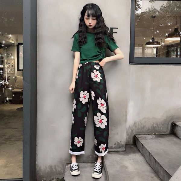 fashion female suit summer korean loose elegant printing casual wide leg pants trousers & drawstring tee shirts suits two piece, White
fashion female suit summer korean loose elegant printing casual wide leg pants trousers & drawstring tee shirts suits two piece, White