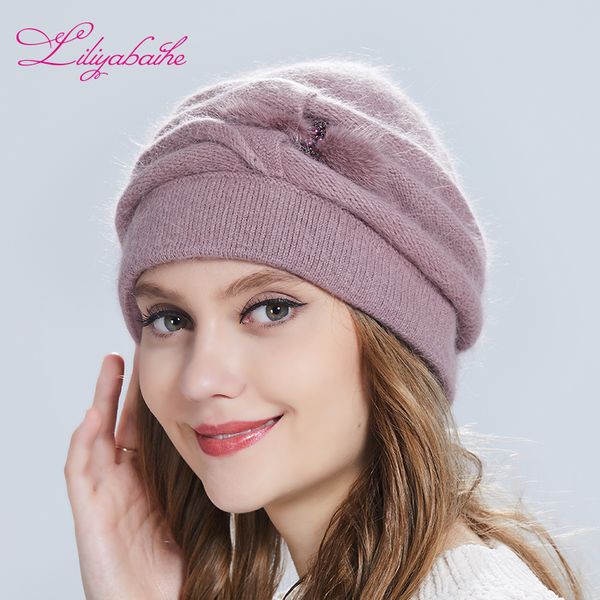 liliyabaihe women winter hat knitted wool angora hat mink velvet flower decoration cap double warm, Blue;gray
liliyabaihe women winter hat knitted wool angora hat mink velvet flower decoration cap double warm, Blue;gray