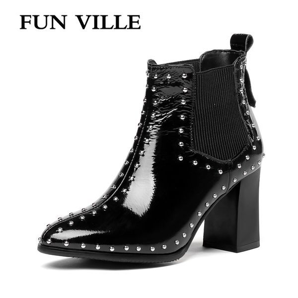 fun ville 2018 new fashion winter women ankle boots rivet genuine leather ladies shoes pointed toe shoes slip on, Black
fun ville 2018 new fashion winter women ankle boots rivet genuine leather ladies shoes pointed toe shoes slip on, Black