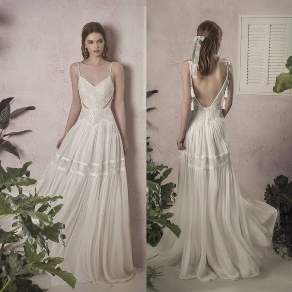 2021 new wedding dresses spaghetti straps open back chiffon bridal gowns custom made lace appliques sweep train a-line wedding dress, White
2021 new wedding dresses spaghetti straps open back chiffon bridal gowns custom made lace appliques sweep train a-line wedding dress, White