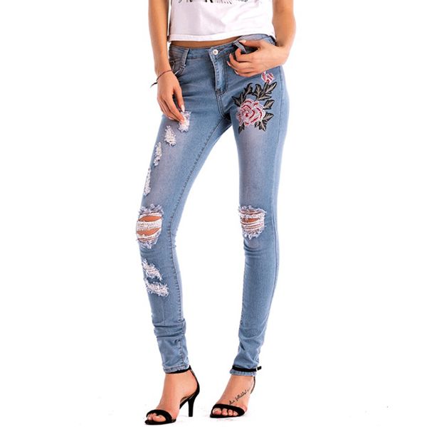 2019 длинные джинсы женщины основные классический высокой талией тощий карандаш синий denim брюки вышивка осень zipper эластичного jeans, Blue 
2019 длинные джинсы женщины основные классический высокой талией тощий карандаш синий denim брюки вышивка осень zipper эластичного jeans, Blue