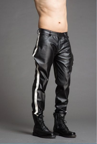 high-end custom-made men's color pantaloons leather pants fashion personality. 29-37, Black
high-end custom-made men's color pantaloons leather pants fashion personality. 29-37, Black