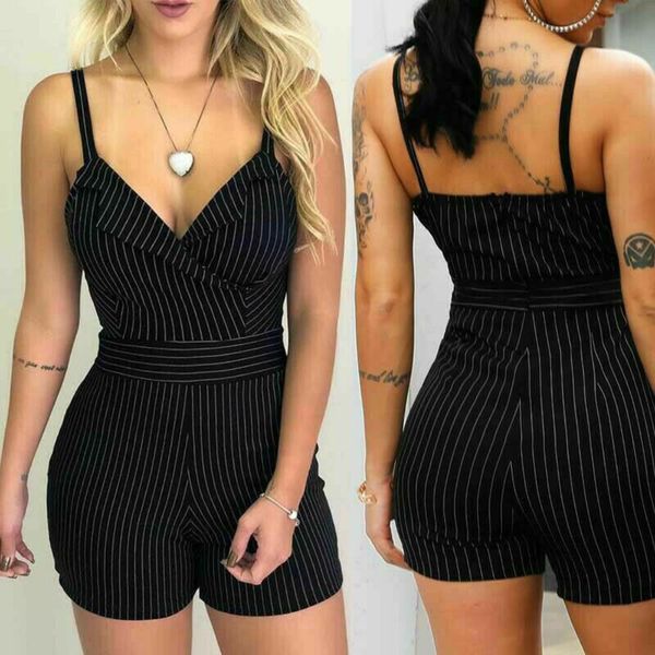 women stripe jumpsuit short romper trousers tie waist bodycon playsuit holiday clubwear beach sundress, Black;white
women stripe jumpsuit short romper trousers tie waist bodycon playsuit holiday clubwear beach sundress, Black;white