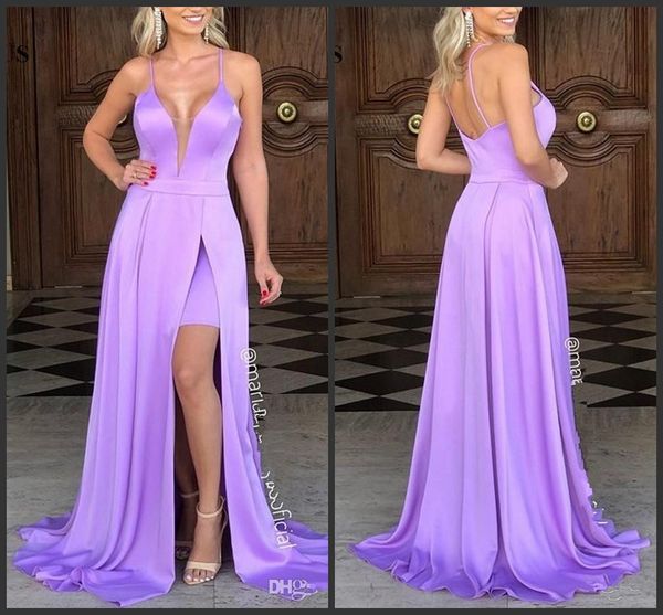 a line purple bridesmaid dresses v neck party prom dresses front split 2020 evening gown, White;pink
a line purple bridesmaid dresses v neck party prom dresses front split 2020 evening gown, White;pink