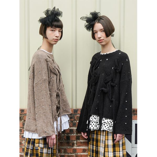 women's sweaters imakokoni lace sweater original designer japanese loose lazy wind long sleeve hole shirt 182526, White;black
women's sweaters imakokoni lace sweater original designer japanese loose lazy wind long sleeve hole shirt 182526, White;black