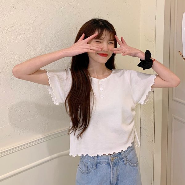 2020 scheming coat t-shirt sense drawstring loose solid color all-match duan xiu knitted t-shirt female, White
2020 scheming coat t-shirt sense drawstring loose solid color all-match duan xiu knitted t-shirt female, White
