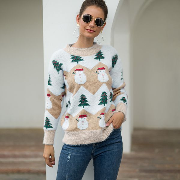 women pullover sweater christmas autumn winter knitted pullovers snowman tree print sweaters female clothes warm jumpers, White;black
women pullover sweater christmas autumn winter knitted pullovers snowman tree print sweaters female clothes warm jumpers, White;black