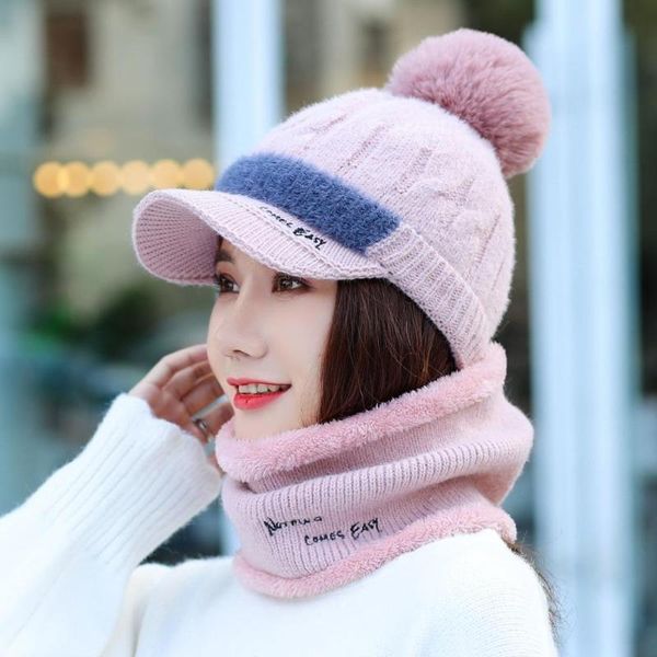 2019 winter women hats scarf set fashion brand hats scarf knitting two piece women gorros casual cap chapeu feminino bonet, Blue;gray
