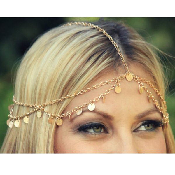 fashion plated gold head chain pieces women boho headpiece metal headband wrap jewelry 5a048, Golden;white
fashion plated gold head chain pieces women boho headpiece metal headband wrap jewelry 5a048, Golden;white