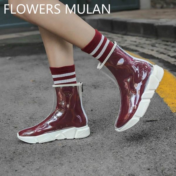 brand transparent pvc upper ankle boots for women round toe back zipper spring autumn shoes woman designers zapatos de mujer, Black
brand transparent pvc upper ankle boots for women round toe back zipper spring autumn shoes woman designers zapatos de mujer, Black