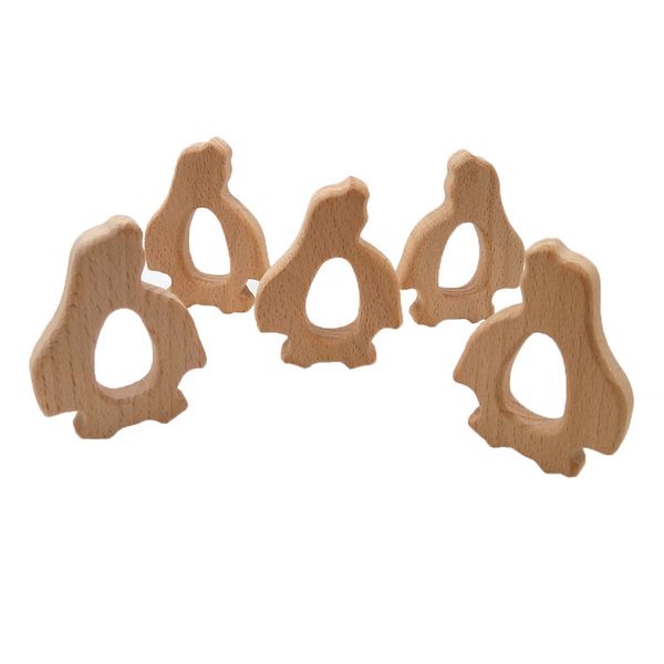 4pcs Natural Wood Sea Lions Teether Cartoon Animal Shape Wooden Baby Teether Toy Safe Newborn Kids Teething Toys Baby Shower Gift