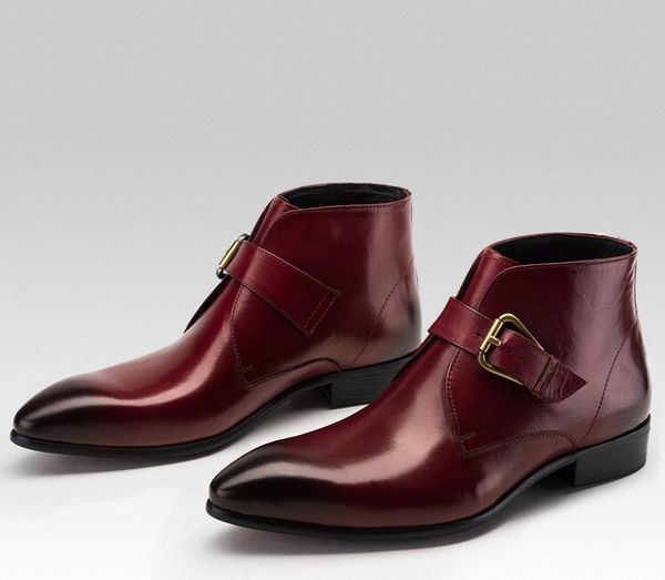 dress shoes men slip on buckle strap genuine leather pointed toes ankle boots smart casual height increasing shoes boots, Black
dress shoes men slip on buckle strap genuine leather pointed toes ankle boots smart casual height increasing shoes boots, Black