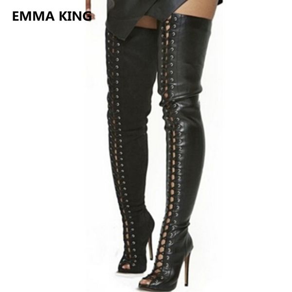 runway new women's summer over the knee crotch boots peep toe hollow stilettos high heels shoes woman cross-tied sandals boots, Black
runway new women's summer over the knee crotch boots peep toe hollow stilettos high heels shoes woman cross-tied sandals boots, Black