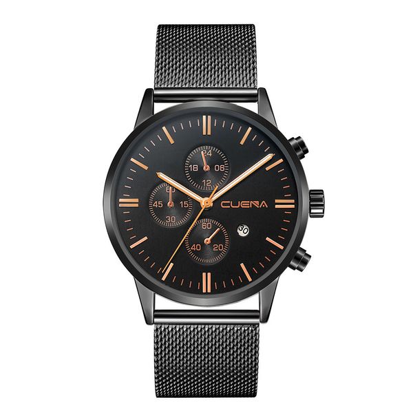 

cuena men's wrist watch stainless steel quartz analog sport gifts luxury watch man watches mens 2019 relogio masculino, Slivery;brown