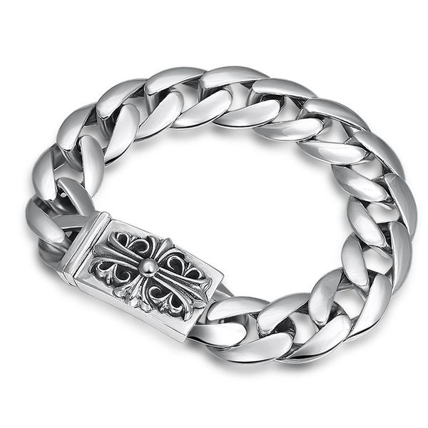 gothic new 925 sterling silver handmade jewelry american antique silver vintage cross charm smooth link chain designer men's bracelets, Black
gothic new 925 sterling silver handmade jewelry american antique silver vintage cross charm smooth link chain designer men's bracelets, Black
