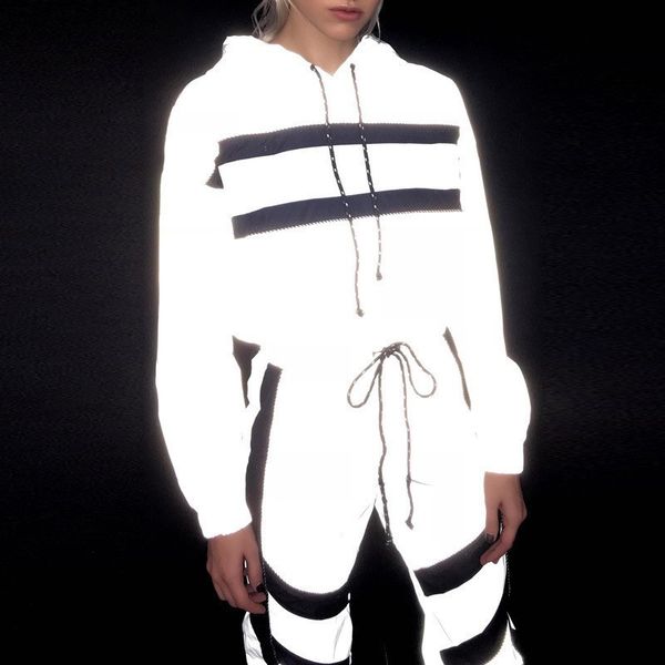 women's tracksuits 2 piece set reflection crop and pants fashion 2018 female tumblr long sleeve hoodies jogger pants sets, White
women's tracksuits 2 piece set reflection crop and pants fashion 2018 female tumblr long sleeve hoodies jogger pants sets, White