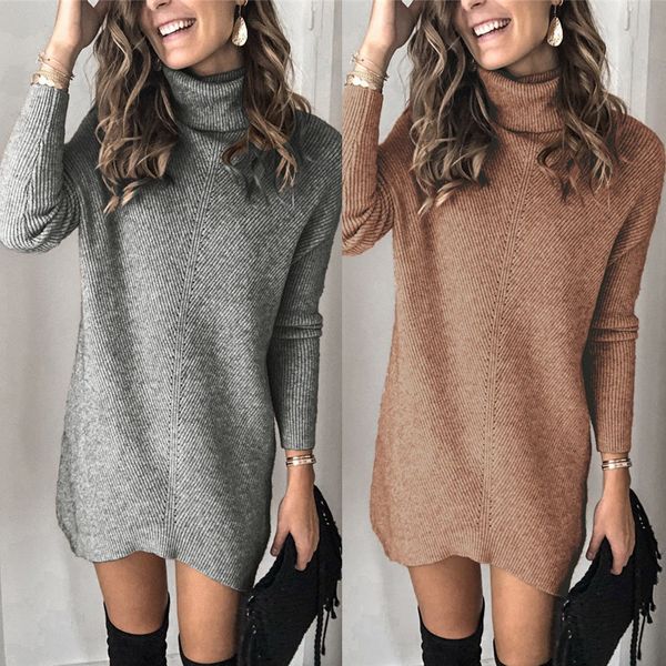 turtleneck long sleeve sweater dress women autumn winter new loose tunic knitted casual clothes long solid dresses#guahao, White;black
turtleneck long sleeve sweater dress women autumn winter new loose tunic knitted casual clothes long solid dresses#guahao, White;black