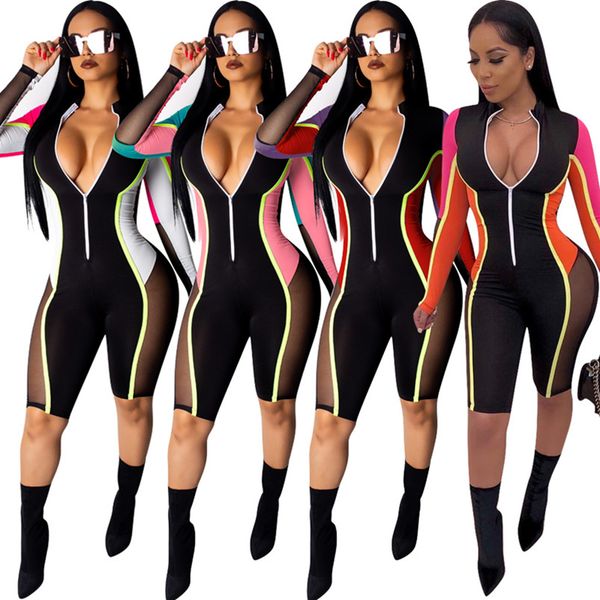 women jumpsuits & rompers mesh sheer panelled skinny stand collar zipper jumpsuits summer clothing new style fashion jumpsuits 144, Black;white
women jumpsuits & rompers mesh sheer panelled skinny stand collar zipper jumpsuits summer clothing new style fashion jumpsuits 144, Black;white
