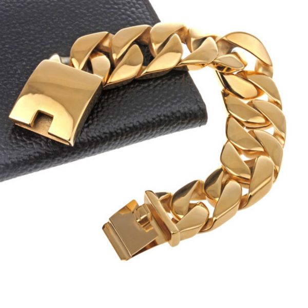 2019 latest punk rock male thick heavy gold titanium steel cuba fashion trend big bracelet face thick wide jewelry, Golden;silver
2019 latest punk rock male thick heavy gold titanium steel cuba fashion trend big bracelet face thick wide jewelry, Golden;silver