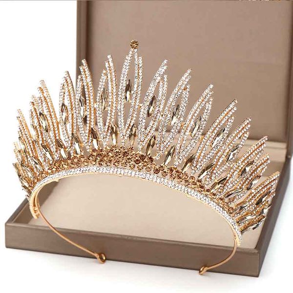 forseven simple gold crystal tiara crown headband royal queen princess diadema bride bridal wedding party hair accessories, Golden;white
forseven simple gold crystal tiara crown headband royal queen princess diadema bride bridal wedding party hair accessories, Golden;white