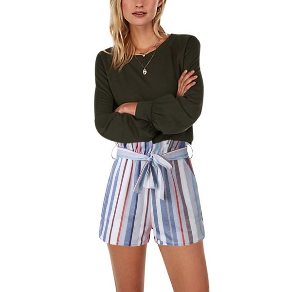 women summer casual trousers elastic high waist shorts loose print striped lace-up pocket shorts x, White;black
women summer casual trousers elastic high waist shorts loose print striped lace-up pocket shorts x, White;black