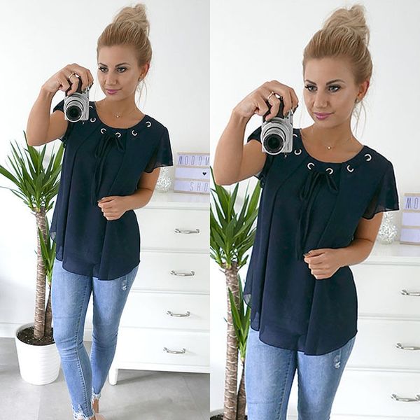 new women ladies casual loose chiffon short sleeve t-shirt size women bandage o-neck ruffles, White
new women ladies casual loose chiffon short sleeve t-shirt size women bandage o-neck ruffles, White