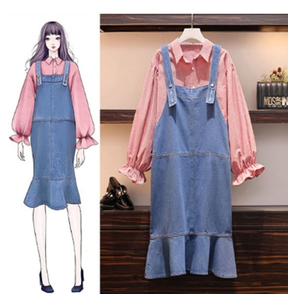 fat mm womans suits 2019 spring fashion women's long sleeve plaid shirt + spaghetti strap denim long skirt 2 pieces sets mujer, White
fat mm womans suits 2019 spring fashion women's long sleeve plaid shirt + spaghetti strap denim long skirt 2 pieces sets mujer, White