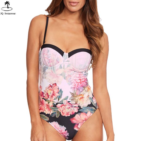 2019 new womens push up floral one piece swimsuit vintage underwired bathing suit beach wear monokini swimwear for women, White;black
2019 new womens push up floral one piece swimsuit vintage underwired bathing suit beach wear monokini swimwear for women, White;black