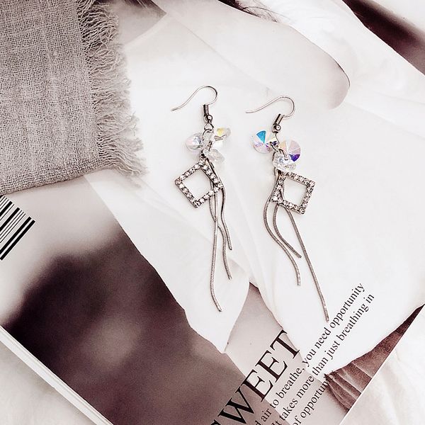 crystal geometric tassel earrings women's simple pendant hipster pendant long tassels dangle earrings s231, Silver
crystal geometric tassel earrings women's simple pendant hipster pendant long tassels dangle earrings s231, Silver