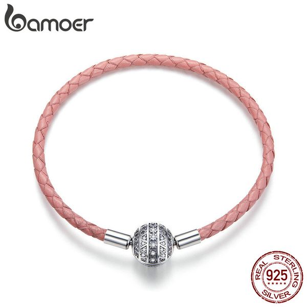 bamoer genuine 925 sterling silver round clasp dazzling clear cz leather bracelets for women sterling silver jewelry scb114, Black
bamoer genuine 925 sterling silver round clasp dazzling clear cz leather bracelets for women sterling silver jewelry scb114, Black