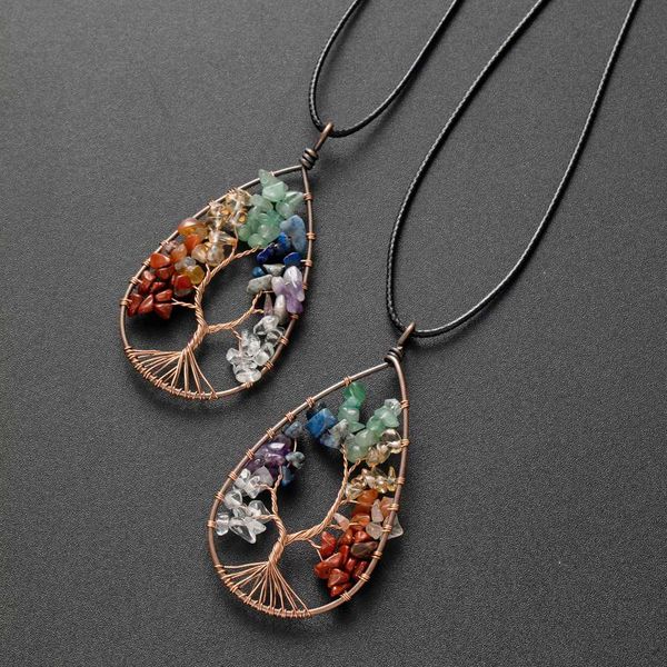 handmade wire wrapped natural chip stone life of tree pendant necklace 24inch black leather cord chain 7 chakra healing crystals, Silver
handmade wire wrapped natural chip stone life of tree pendant necklace 24inch black leather cord chain 7 chakra healing crystals, Silver