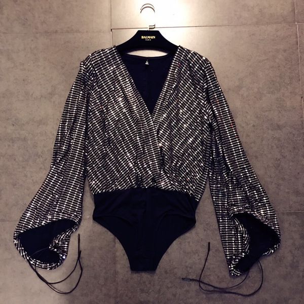 thailand 2020 spring new v-neck wide mouth long sleeve shiny little women blouse, Black
thailand 2020 spring new v-neck wide mouth long sleeve shiny little women blouse, Black