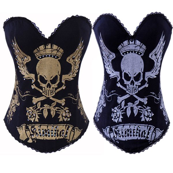 women corsets bustiers gothic steampunk waist cincher skull corset overbust fashion corselet party club wear, Black;white
women corsets bustiers gothic steampunk waist cincher skull corset overbust fashion corselet party club wear, Black;white