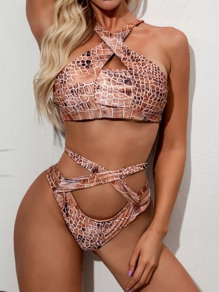 new printed halter swimsuit high waist bikini women swimwear two-pieces bikini set hollow out bather bathing suit swim, White;black
new printed halter swimsuit high waist bikini women swimwear two-pieces bikini set hollow out bather bathing suit swim, White;black