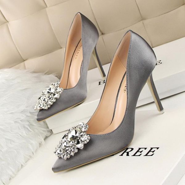 2020 new women pumps women shoes wedding shoes high heels fashion crystal bling ladies, Black