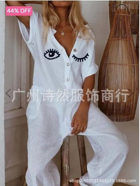 the new amazon europe and the united states in summer 2020 ms leisure printed cotton and linen eyes jumpsuits, Black;white
the new amazon europe and the united states in summer 2020 ms leisure printed cotton and linen eyes jumpsuits, Black;white