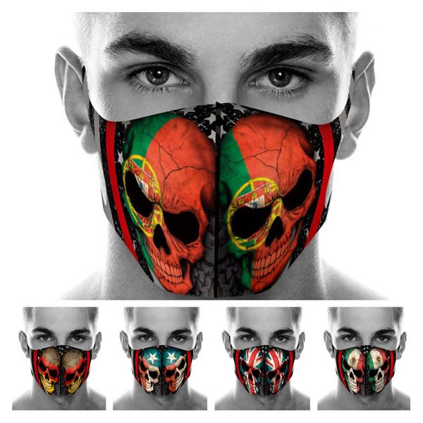 маски моющейся страна flag череп хлопок лица маскарад партия голова призрак печать рот маска halloween cosplay многоразовый рот муфель