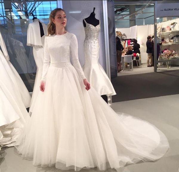 2019 a-line lace tulle muslim vintage wedding dresses with long sleeves lace appliques high jewel neck simple modest bridal gown sleeved, White
2019 a-line lace tulle muslim vintage wedding dresses with long sleeves lace appliques high jewel neck simple modest bridal gown sleeved, White