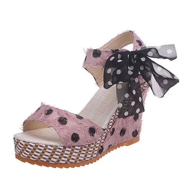 women sandals dot bowknot design platform wedge female casual high increas shoes ladies fashion ankle strap open toe sandals, Black
women sandals dot bowknot design platform wedge female casual high increas shoes ladies fashion ankle strap open toe sandals, Black