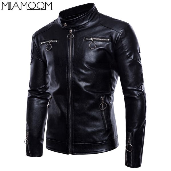 men leather jackets 2019 men's biker leather jacket with stand-up collar zipper pocket imitation jacket, Black
men leather jackets 2019 men's biker leather jacket with stand-up collar zipper pocket imitation jacket, Black